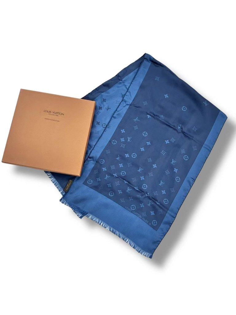 Louis Vuitton Silk Scarf Monogram Navy